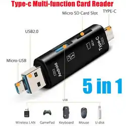 Carte memoire Lecteur de carte mémoire 5 en 1 Type C Micro USB, HUB OTG, Micro SD